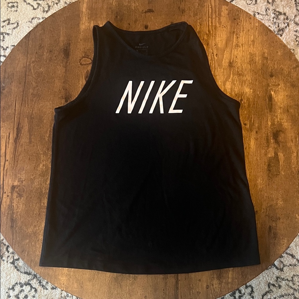 Nike Black Sleeveless Top with White Logo